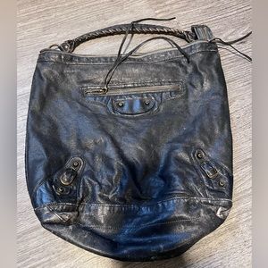 Balenciaga Day Classic L Hobo Bag Navy Leather